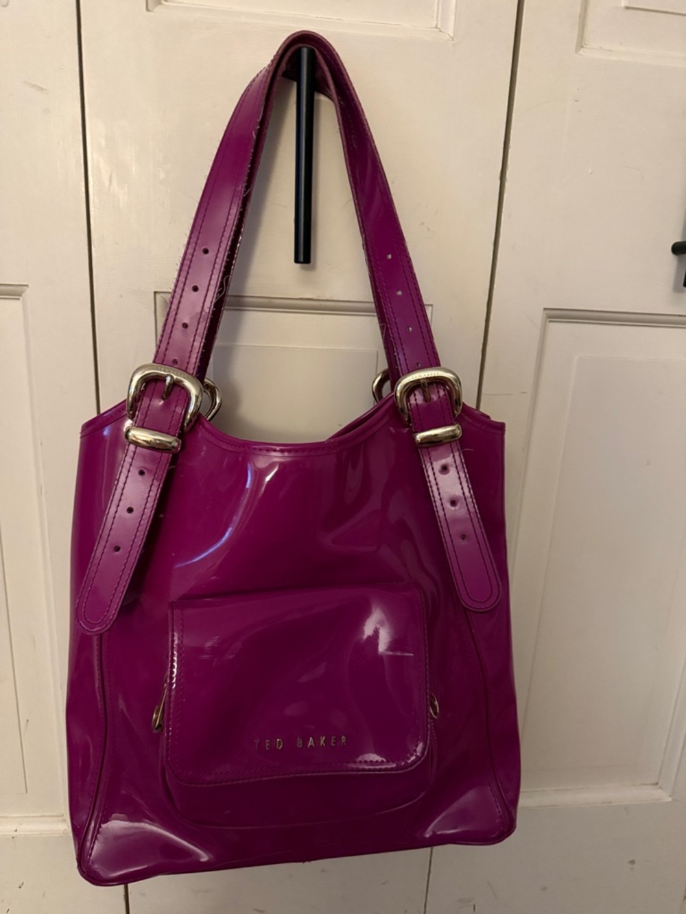 Ted Baker Glossy Patent Shoulder Bag in Fuchsia